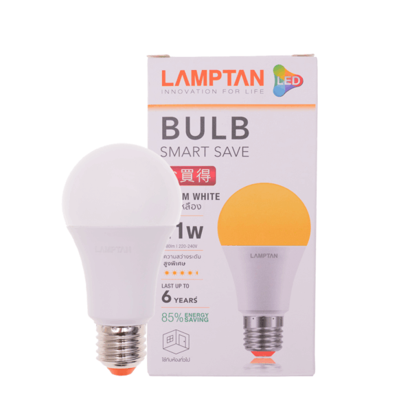 LAMPTAN หลอดไฟ LED BULB 11 วัตต์ รุ่น Smart save (Warm White)